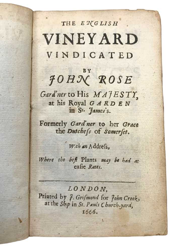 Lot 127 - Probable correction in the author’s hand [Evelyn] & Rose, The English Vineyard Vindicated…, 1st ed., 1666