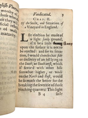 Lot 127 - Probable correction in the author’s hand [Evelyn] & Rose, The English Vineyard Vindicated…, 1st ed., 1666