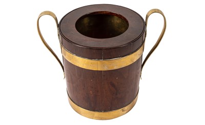 Lot 389 - A GEORGE III PERIOD MAHOGANY BRASS BOUND BUCKET CIRCA 1800