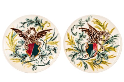 Lot 219 - A PAIR OF RUDOLPH DITMAR MAJOLICA PLATES