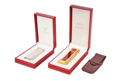 Lot 98 - A CARTIER 'TRINITY' LIGHTER, AND A CARTIER PARFUMS ATOMISER