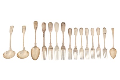 Lot 166 - A mixed group of George III to Victorian sterling silver flatware