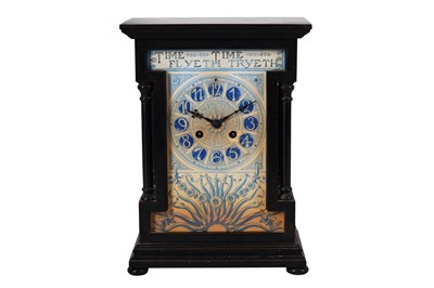 Lot 380 - A VICTORIAN AESTHETIC MOVEMENT EBONISED MANTEL CLOCK