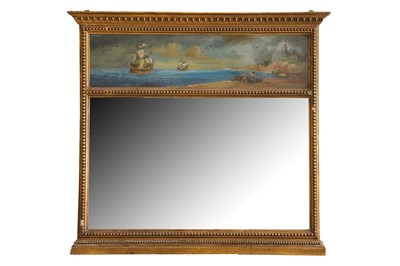 Lot 365 - A 19TH CENTURY RECTANGULAR TRUMEAU MIRROR