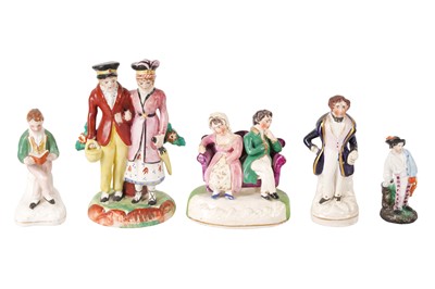 Lot 197 - A GROUP OF FIVE 19TH CENTURY STAFFORDSHIRE FIGURES