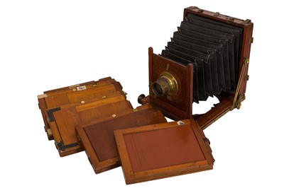 Lot 71 - A J. Lizars Challenge Half Plate Mahogany and Brass Field Camera