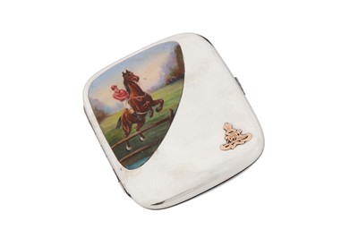 Lot 24 - An early 20th century German sterling silver and enamel cigarette case, import marks for Birmingham 1908 by Steinhart and Co
