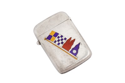 Lot 28 - Vexillology interest - A Victorian sterling silver and enamel vesta case, Birmingham 1889 by George Unite
