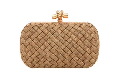 Lot 376 - Bottega Veneta Gold Minaudiere Intrecciato Knot Clutch