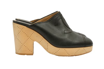 Lot 384 - Chanel Black CC Mule Clog - Size 41.5