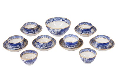 Lot 224 - A SET OF NEW HALL TRENCH MORTAR PATTERN TEA WARES, CIRCA 1800