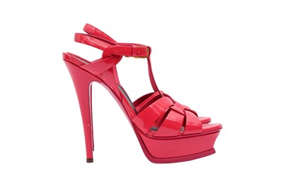 Lot 11 - Yves Saint Laurent Fuchsia Tribute Platform Sandal - Size 37.5