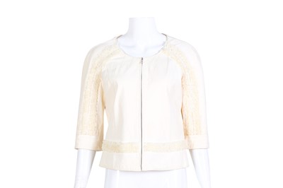 Lot 308 - Fendi Cream Collarless Leather Jacket - Size 44