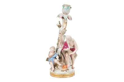 Lot 188 - A MEISSEN PORCELAIN FIGURAL CANDLESTICK