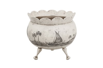 Lot 197 - An early 20th century Iraqi silver and niello sugar bowl, Omara circa 1930 signed Abed