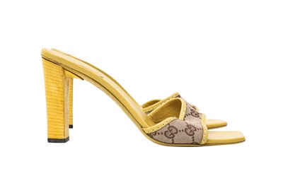 Lot 243 - Gucci Beige Monogram Heeled Mule - Size 40