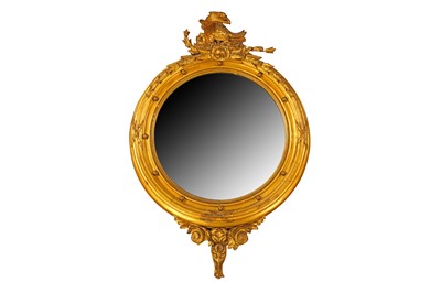 Lot 330 - A REGENCY PERIOD GILTWOOD CONVEX MIRROR