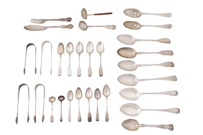 Lot 131 - A mixed group of George III and later sterling silver flatware