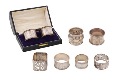 Lot 157 - A mixed group of sterling silver napkin rings