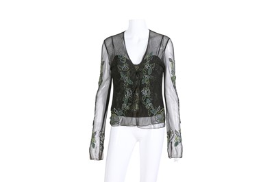 Lot 223 - La Perla Khaki Embellished Corset And Cardigan