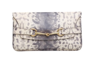 Lot 197 - Gucci Grey Python Embossed Horsebit Clutch