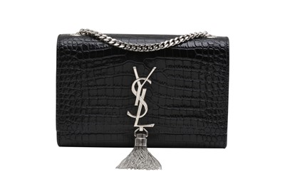 Lot 474 - Saint Laurent Black Crocodille Tassel Small Kate Bag