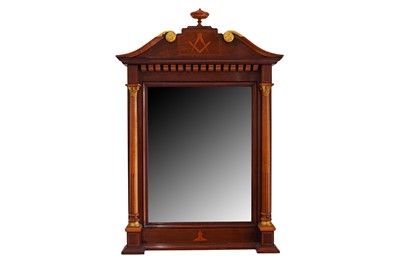 Lot 271 - AN EARLY 20TH CENTURY MAHOGANY MASONIC MIRROR