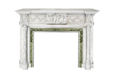Lot 331 - A NEOCLASSICAL STYLE MARBLE FIREPLACE MANTEL