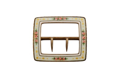 Lot 130 - An early 20th century Norwegian 930 standard silver gilt and guilloche enamel shoe buckle, Bergen circa 1910 by Marius Hammer