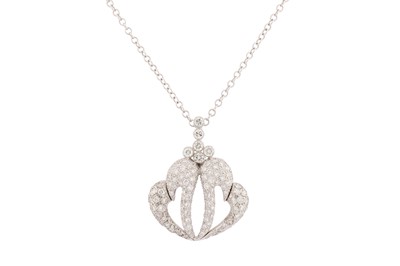 Lot 296 - A DIAMOND DOUBLE-HEART PENDANT NECKLACE