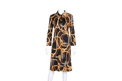 Lot 276 - Cavalli Class Black Silk Jersey Snake Print Dress