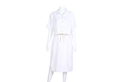 Lot 262 - Escada White Linen Shirt Dress - Size 44