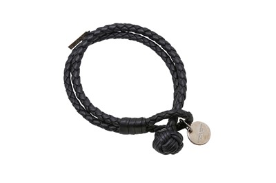 Lot 223 - Bottega Veneta Black Intrecciato Knot Bracelet - Size M