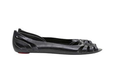Lot 211 - Gucci Black GG Flat Jelly Sandal - Size 38