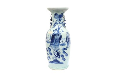 Lot 441 - A LARGE CHINESE BLUE AND WHITE CELADON-GROUND VASE
