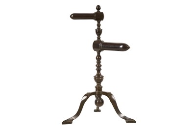 Lot 91 - A GEORGE III BRONZE DOUBLE BARRELED GOFFERING IRON, LATE 18TH CENTURY