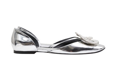 Lot 346 - Roger Vivier Silver Chips Strass D'Orsay Ballerina Flat - Size 37.5