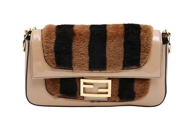 Lot 306 - Fendi Beige Pequin Shearling Baguette Bag