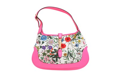 Lot 44 - Gucci Neon Pink Flora Medium Jackie Bag