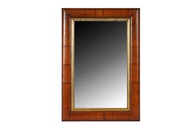 Lot 272 - A FRENCH 18TH CENTURY WALNUT CUSHION FRAMED WALL MIRROR