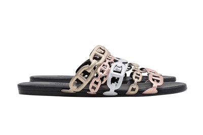 Lot 324 - Hermes Metallic Thalassa Chaine d'Ancre Sandal - Size 38