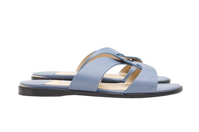 Lot 175 - Jimmy Choo Blue Atia Crossover Flat Sandal - Size 37