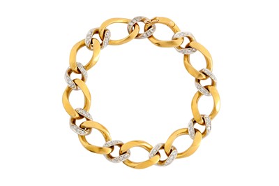 Lot 249 - A DIAMOND CURB-LINK BRACELET