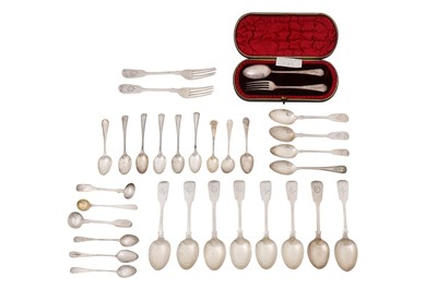 Lot 130 - A mixed group of George III sterling silver flatware