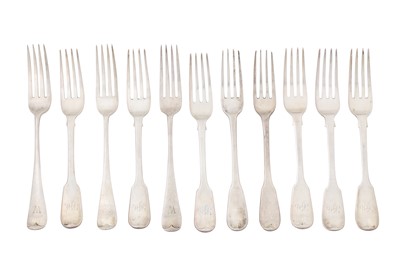 Lot 128 - A mixed group of George III and later sterling silver table forks