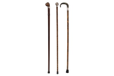 Lot 86 - A GROUP OF THREE WALKING STICKS