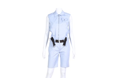 Lot 178 - Miu Miu Sky Blue Jacket And Shorts Set - Size 42