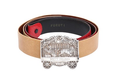 Lot 330 - λ Tiffany & Co Silver 'Circus Of The Stars VI 1981' Belt Buckle And Straps