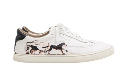 Lot 499 - Hermes Men's White H Quicker Sneaker - Size 42