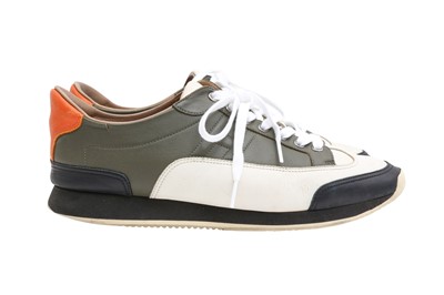 Lot 145 - Hermes Men's Khaki H Goal Sneaker - Size 42
